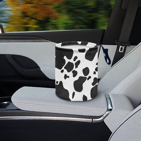Cow Print Car Garbage Can Waste Basket for Cars - Back Seat, Floor, or Hanging Headrest Car Accessories Interior Road Trip Essentials...