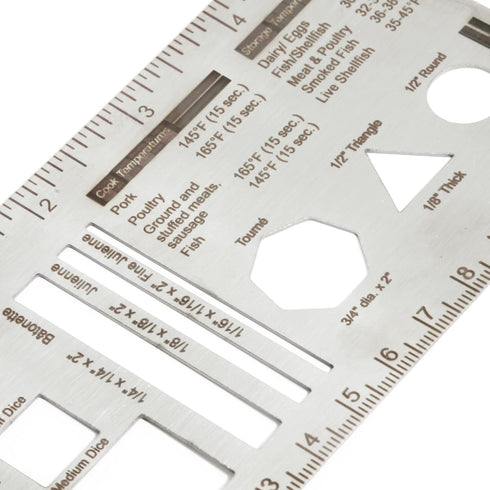 Culinary Ruler Stainless Streel Mini Cutting Reference Template Cooking Measurement for Food Essential Kitchen Tool with Weight Temperature Baking...