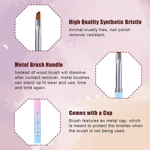 3pcs Nail Art Clean Up Brushes, Nails Painting Brushes, Round & Angled Head Pen Silicone Nail Art Acrylic Pen Brushes Dotting Pen Nail Painting To...