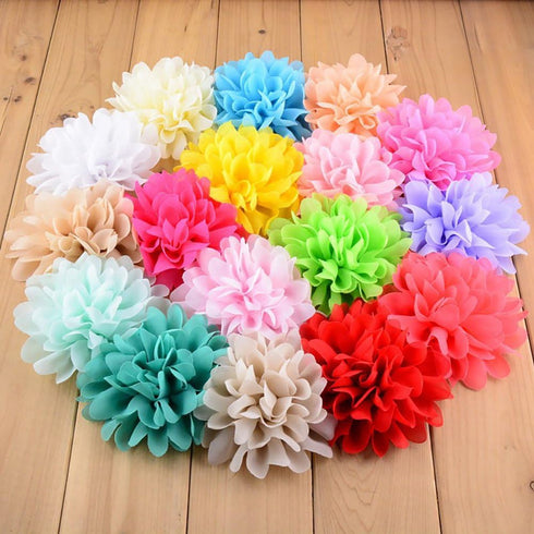 Fodattm 30PCS Women 30 Solid Colours 4" Chiffon Fabric Flowers DIY Flower Headbands Decorative Wedding Flowers...