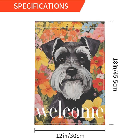 Miniature Schnauzer Spring Garden Flag,Art Nouveau Dog Yard Flag,Retro Floral House Flag,Welcome Spring Garden Decor,Dog Lover Housewarming Gift 1...