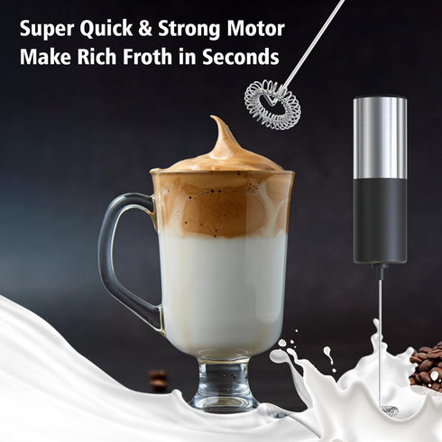 Strong Electric Milk Frother with Stand, Handheld Electric Whisk, Battery Operated Milk Foam Maker, Coffee Mixer Wand for Drink Chocolate Lattes F...