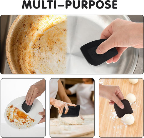 3Pcs Pan Scraper Dish Scraper Plastic Pot Scraper Kitchen Scraper Cast Iron Skillet Pan Scraper Tool for Cleaning...
