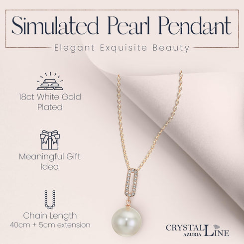 Crystalline Azuria Jewelry Simulated White Pearls Necklace Earrings Bracelet for Women Wedding Party Bridal and Bridesmaid Accessories Rose Gold P...