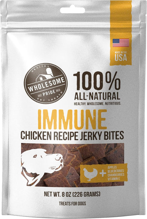 Wholesome Pride Functional Dog Immune Support Chicken Recipe Jerky Bites Dog Treats - 8 oz...