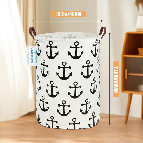 LANGYASHAN Laundry Basket Canvas Fabric Collapsible Organizer Basket for Storage Bin Toy Bins Gift Baskets Bedroom Clothes Children Nursery Hamper...