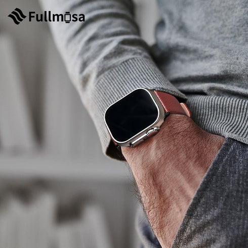 Fullmosa Leather Bands Compatible with Apple Watch Band 49mm 46mm 45mm 44mm 42mm for Men Women, Top Grain Genuine Leather Strap for iWatch Ultra 2...