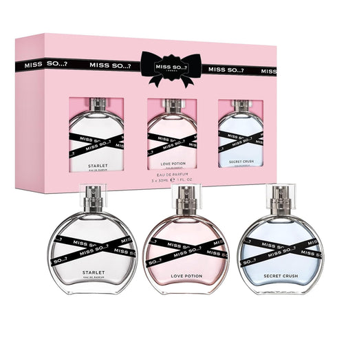 So…?...? Miss Set - Perfumes for Women with Floral, Fruity and Vanilla Perfume Notes - 800 Sprays - Gifts for Women - 3 pcs Gift Set...