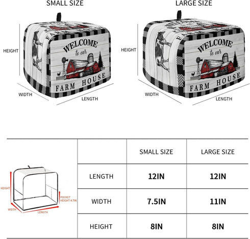 Welcome to Our Farm House Toaster Cover 4 Slice, Large Kitchen Appliance Covers, Black and White Checkered Toaster Oven Cover with Loop, Bread Mac...