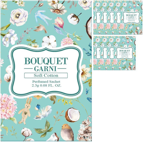 Sachet Soft Cotton 10 Count 2.3g Each - Long Lasting Rich Fragrance - Room and Closet Deodorizer Freshener for Home - Closet Odor Eliminator - Sil...