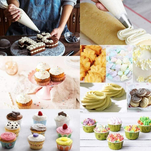 100Pcs White Disposable Pastry Bags Cupcake Piping Cream Chocolate Decorating,Decorating Tools,Bakeware...