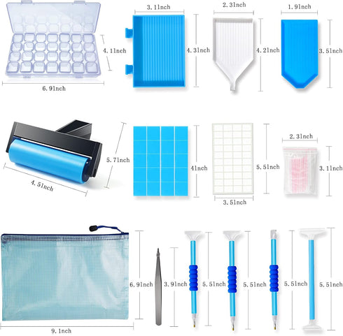 Hulameda 56pcs 5D Diamond Painting Tools, Diamond Painting Accessories with 28 Grids Diamond Embroidery Box and Diamond Painting Roller for kids a...