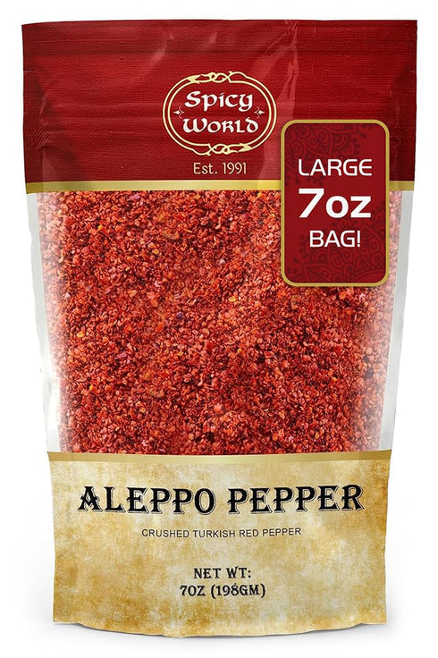 Spicy World Aleppo Pepper Flakes 7 oz | Authentic Turkish Chili Spice for Exquisite Heat & Flavor | Premium Crushed Chili Pepper from Halaby Regio...