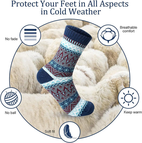 MORECOO Womens Winter Socks - Gift for Women - Thick Wool Socks Soft Warm Casual - Women Socks Gift Socks 5 Pairs...