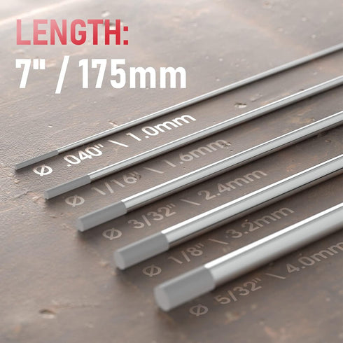 YESWELDER TIG Welding Tungsten Electrode 2% Ceriated .040" x 7" (Gray, WC20/EWCe-2) 10-pk...