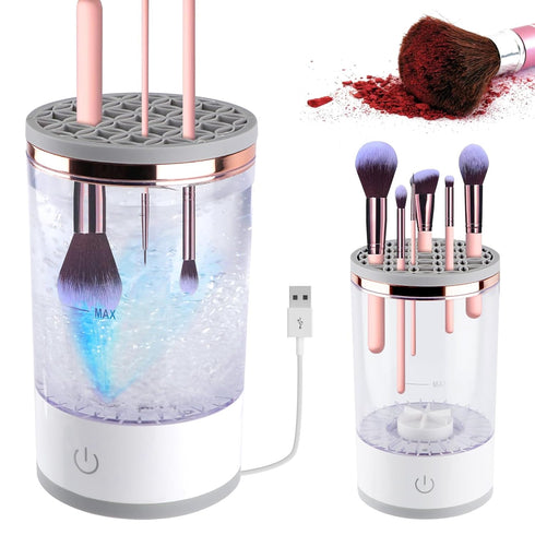 New makeup Brush Cleaner Machine, With Makeup Brush Cleaner Mat, Electric Brushly Pro Cosmetic Spinning Brush Cleaner, Fit for All Size Makeup Bru...