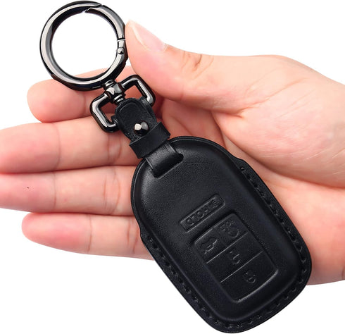 Tukellen for Honda Leather Key Fob Cover with Keychain Compatible with Honda Accord Civic Fit Pilot Odyssey CRV Clarity CRZ HRV Ridgeline EX EX-L ...