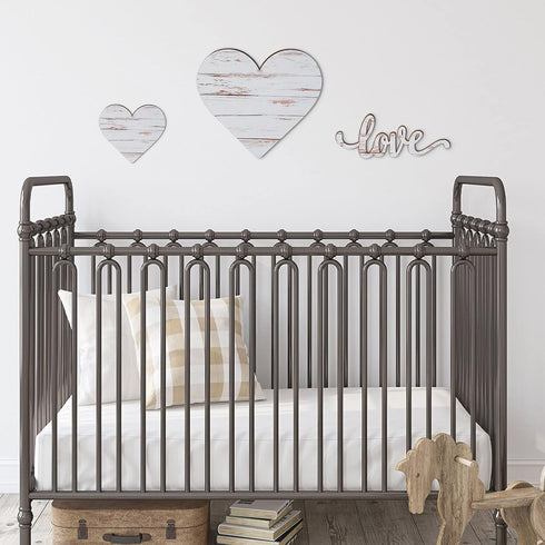 3 Pcs Wooden Hearts Decor Heart Wooden Sign Rustic Hanging Love Plaque for Wall Home Farmhouse Living Room Bedroom Gifts(White)...