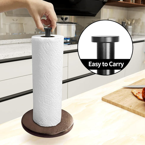 Countertop Paper Towel Holder Wood, OBODING, Farmhouse Standing Kitchen Paper Towel Holders with Real Wooden Base, fits Standard and Jumbo Size Pa...