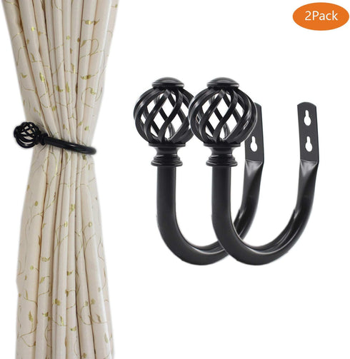 2 Pack Curtain Holdbacks,ULIFESTAR U Shaped Wall Mounted Curtain Tieback Hooks Drapery Tiebacks Decorative Curtain Hooks Window Treatment Holdback...