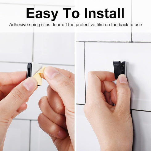 50 Pieces Self Adhesive Clips Adhesive Wall Tapestry Clips Black Plastic Sticky Picture Hanging Clips Poster Spring Clips Double Sided Adhesive Sp...