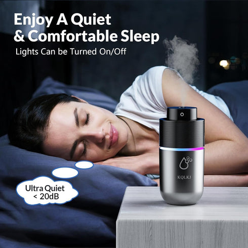 Portable Small Cool Mist Humidifiers, 300ML Quiet Mini Car Humidifier, 2 Mist Modes & Colorful Night Light - USB Personal Desktop Humidifier for C...