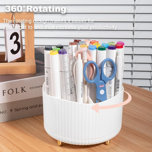 Anyoifax 360° Rotating Makeup Brush Holder Organizer, Make up Brushes Cup for Vanity, 5 Slot Spinning Makeup Organizers for Cosmetics, Lipstick, P...