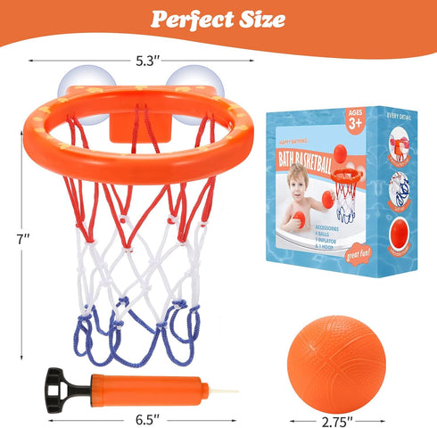 Bath Toys,Mold Free Bath Basketball Hoop for kids Ages 1-3,Bathtub Basketball Hoop for Babies and Toddlers,Strong Suction Cup Basketball Hoop & 4 ...
