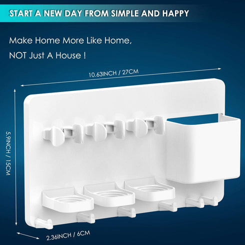 simpletome Adhesive Electric Toothbrush Holder Wall Mounted Razor Hanger Bathroom Organizer Box ABS (White)...