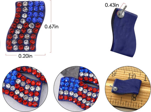 Alilang America USA Patriotic American Red White Blue Crystal Rhinestone Waving Flag Brooch Pin...