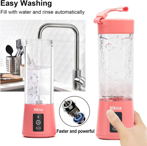 Portable Blender,Personal Size Blender Juicer Cup,Smoothies and Shakes Blender,Handheld Fruit Machine,Blender Mixer Home (pink)...