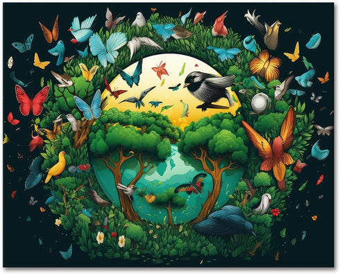 Paint by Number for Adult, Beautiful Butterfly and Birds Painting by Number Kits On Canvas, DIY Tree Paint by Numbers, Oil Painting Acrylic Paints...