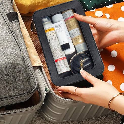 Clear Makeup Bag, TSA Approved Toiletry Bag Travel Makeup Bag Clear Cosmetic Travel Bag Small Makeup Bag Organizer Waterproof Portable Car Essenti...