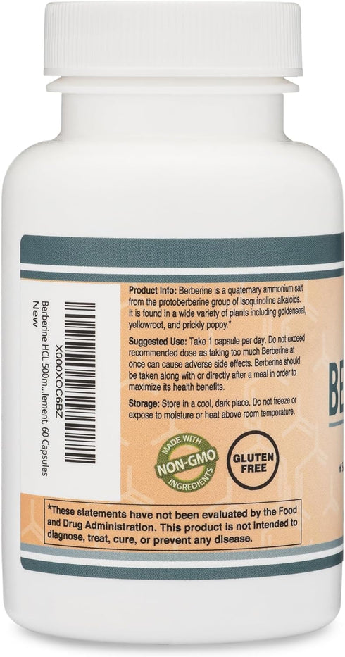 Berberine Supplement 500mg, 60 Capsules (Third Party Tested, Non-GMO, Gluten Free, Vegan Safe) AMPK Activator - Berberine HCL for Cardiovascular H...