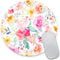 Floral Flowers Roses Mouse Pad, Bright Pink and Yellow Girly Watercolor Flowers Mouse Pad, Round Gaming Mouse Mat Waterproof Circular Small Mouse ...