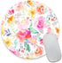 Floral Flowers Roses Mouse Pad, Bright Pink and Yellow Girly Watercolor Flowers Mouse Pad, Round Gaming Mouse Mat Waterproof Circular Small Mouse ...