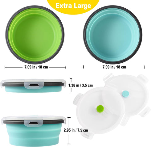 Large Collapsible Dog Bowls, 2 Pack 40 OZ Travel Dog Bowls with lids for Large Dogs, Foldable Silicone Dog Water Food Bowl, Lightweight Sturdy Lea...