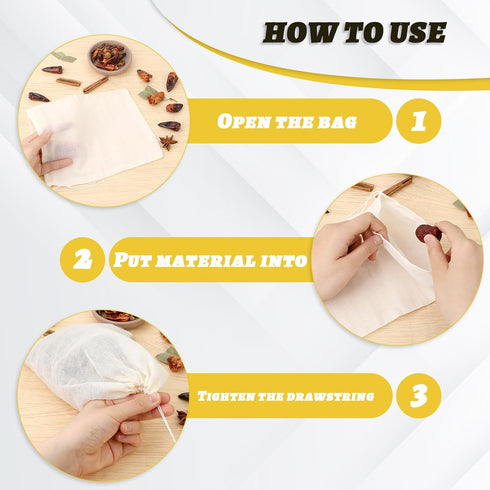 24PCS 6x8 Inch Spice Bags for Cooking, Muslin Drawstring Soap Bags Reusable Empty Tea Bags for Loose Tea Sachet Bags Cheese Cloth Bags for Straini...