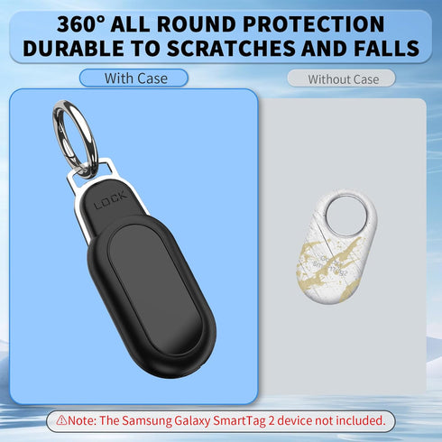 2 Pack Waterproof Keychain Holder Case for Samsung Galaxy SmartTag2, Tracker Protective Case Compatible SmartTag 2, Smart Tag 2 Holder with Key Ri...