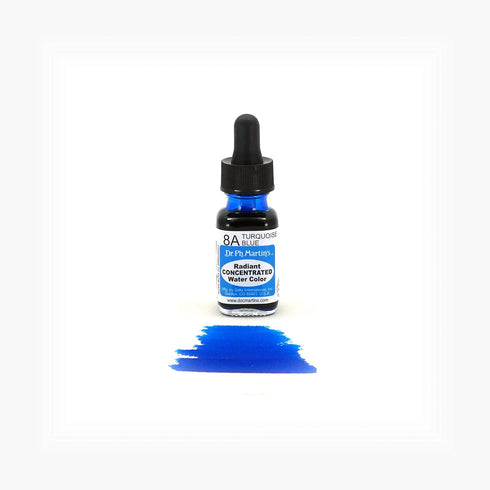 Dr. Ph. Martin's RADI05OZS8A Radiant Concentrated Water Color (8A) Watercolor Bottle, 0.5 oz, Turquoise Blue, 1 Bottle...