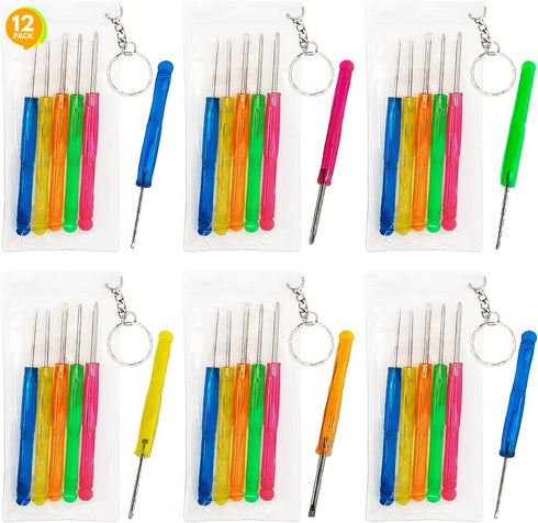 ArtCreativity 5 PC Mini Screwdriver Keychain Set, Pack of 12, Set Includes 5 Screw Drivers and Portable Pouch, Cool Birthday Party Favors for Boys...