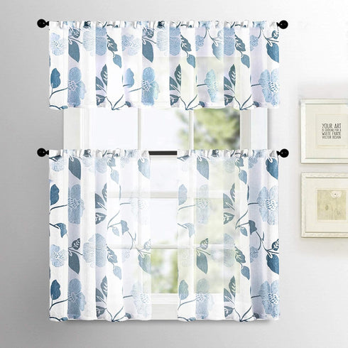MRTREES Kitchen Sheer Curtains Linen Textured Tier Short Curtains Light Filtering Rod Pocket Voile Cafe Curtains for Bathroom Small Half Window (2...