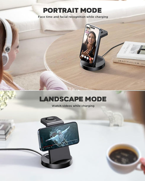 Anlmz Wireless Magnetic Charger Station for iPhone:3 in 1 Charging Stand for iPhone15 14 13 12 pro max & AirPods 3/2/Pro & iWatch...