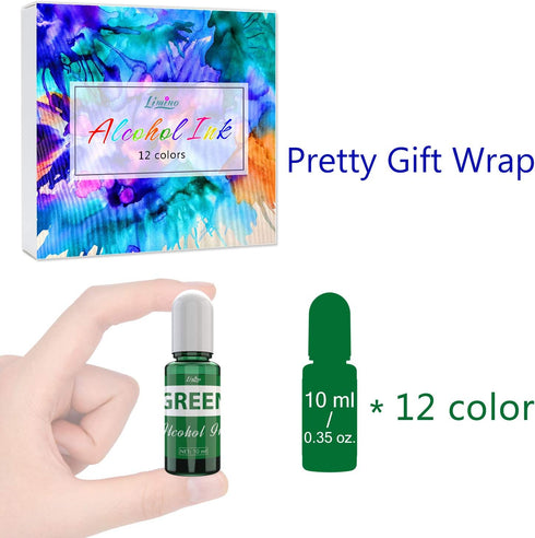 Alcohol Ink Set - 12 x 0.35oz Colors Alcohol Based Ink for Epoxy Resin Painting, Resin Petri Dish Making, Resin Art - Concentrated Alcohol Paint C...