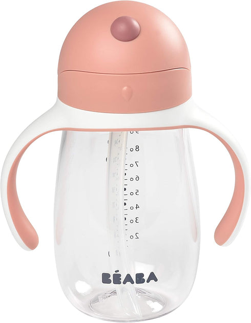Beaba Straw Sippy Cup, Toddler Baby Straw Cup with Removable Handles, Leak and Spill Proof, BPA Phthalate Free, 8+ months, 10 oz, (Rose)...