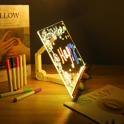 Led Note Board with Colors, Glowing Acrylic Dry Erase Board with Light, Light up Dry Erase Board Memo Message Board Note Glass Led Board (11.8 * 7...