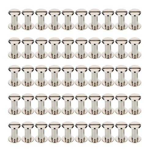 Teng Lang 50Sets Metal Chicago Screws Binding Leather Screw Nail Rivet Button Solid Belt Tack (Silvery, 3/8 Inch)...