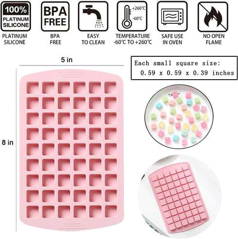 Verdental Small Square Silicone Candy Molds 108 Cavities Non-stick Chocolate Basic Molds for Hard Candy, Cake, Chocolate, Ice Cubes, Gummy, Carame...