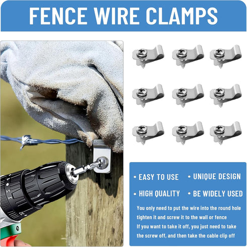 200 Pcs Wire Fence Clamps Stainless Steel Agricultural Fencing Clips with 200 Pcs Stainless Steel Screws Fence Clips for 12-16 Gauge Welded Wire t...