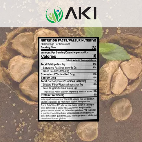 AKI Monk Fruit Sugar Free Sweetener Powder - Brown Raw Powder with Aroma of Sweetness - Ideal for Blended Beverages and May Helps in Weight Loss (...